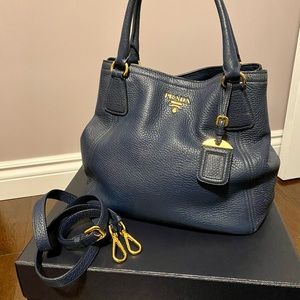 Prada Large Leather Top Handle to Crossbody Convertible Bag